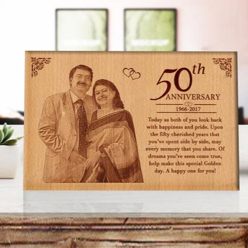 50th Golden Wedding Anniversary  Wooden Photo gift