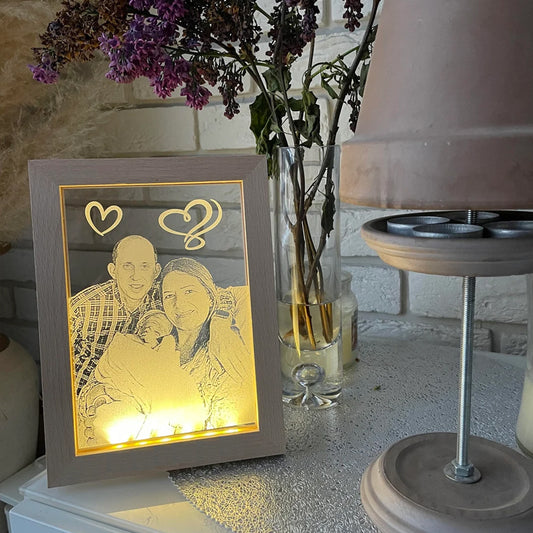 8x6 size Wood  LED Photo frame, Customized Gift Personalized Lamp Decoration