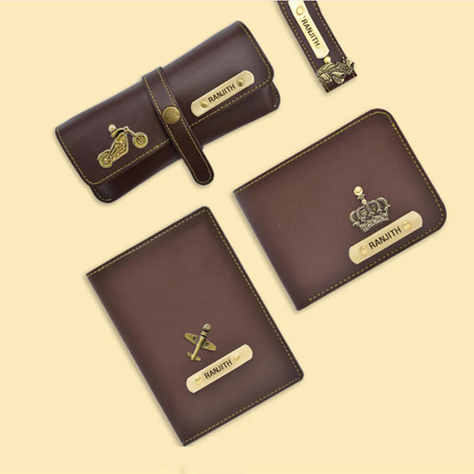 Customised men’s wallet 4 in one Combo (Brown)